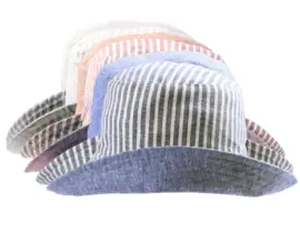 Reversibler Sommerhut aus Leinen in Beige, Rot oder Jeansblau