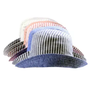 Reversibler Sommerhut aus Leinen in Beige, Rot oder Jeansblau