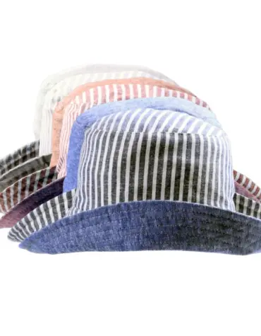 Reversibler Sommerhut aus Leinen in Beige, Rot oder Jeansblau