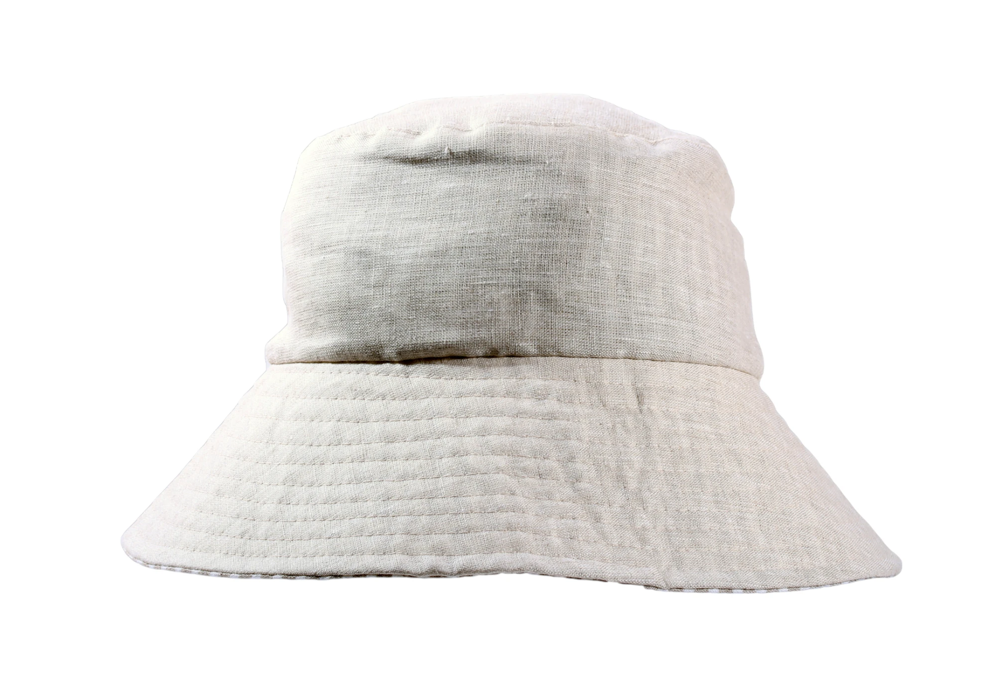 Reversibler Sommerhut aus Leinen in Beige, Rot oder Jeansblau