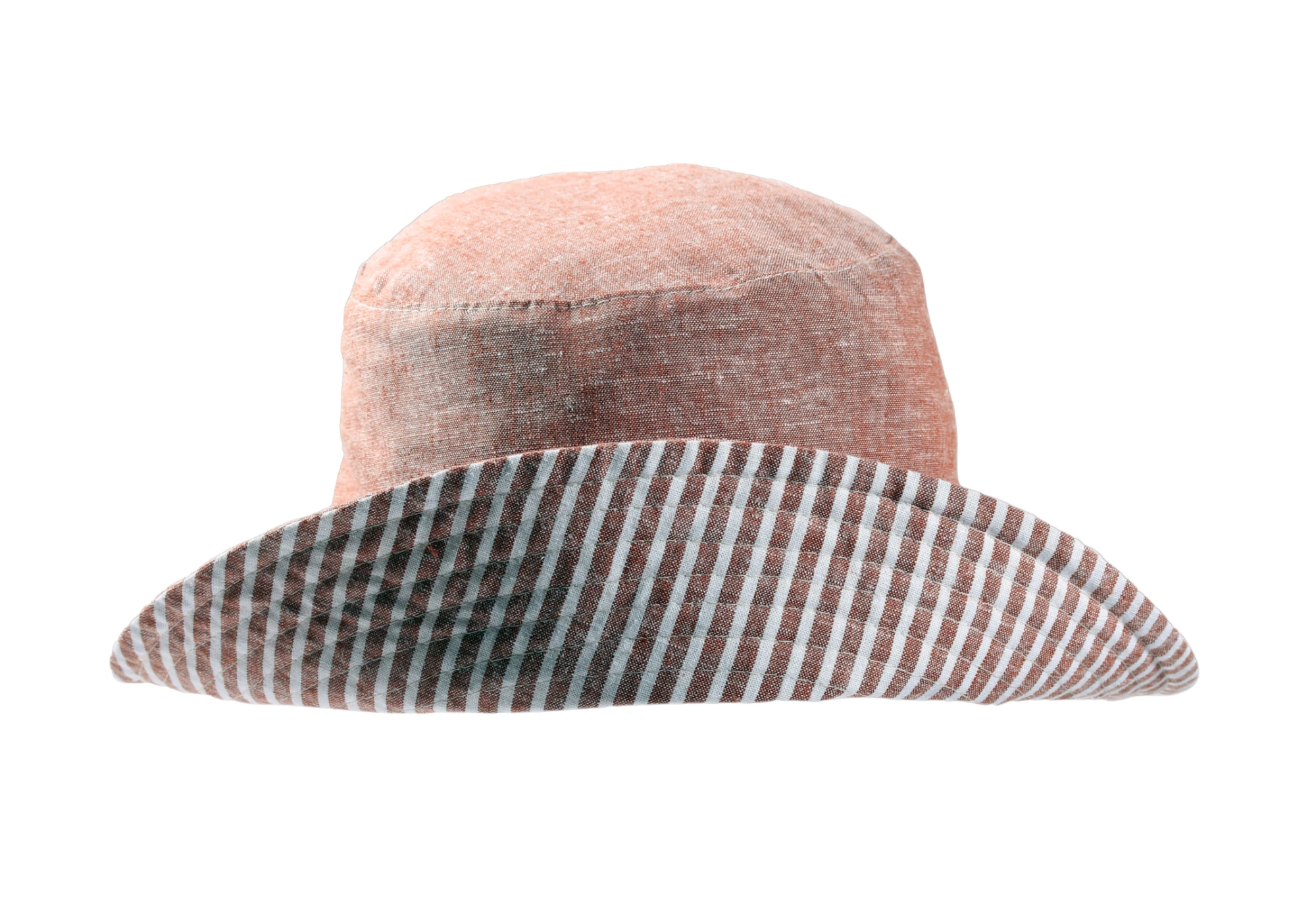 Reversibler Sommerhut aus Leinen in Beige, Rot oder Jeansblau