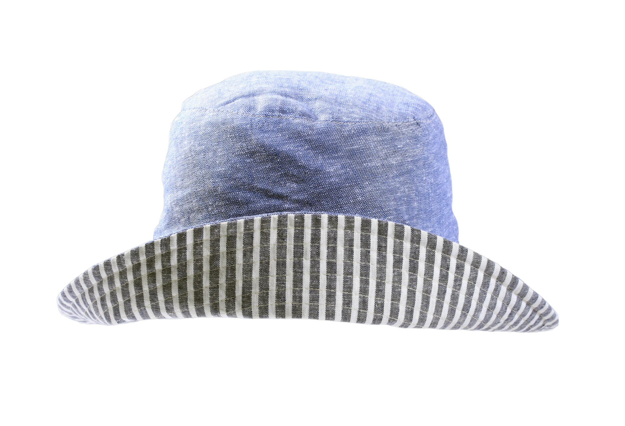 Reversibler Sommerhut aus Leinen in Beige, Rot oder Jeansblau