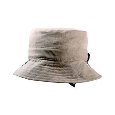 Damen Sommerhut Cloche mit Masche in écru/jeans aus Leinen und Baumwolle.