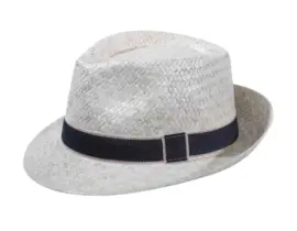 Fedora Strohhut aus Naturstroh mit schwarzem Rebsband