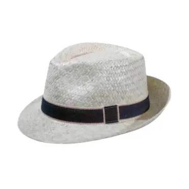 Fedora Strohhut aus Naturstroh mit schwarzem Rebsband