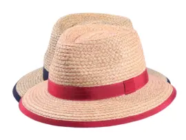 Sommerhut Fedora Raffia mit Rebsband in Fuchsia oder Navy