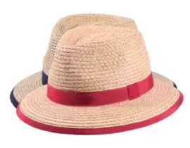 Sommerhut Fedora Raffia mit Rebsband in Fuchsia oder Navy
