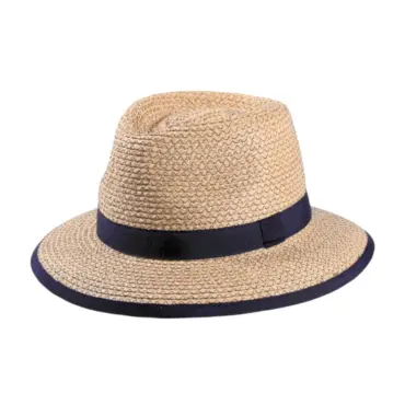 Sommerhut Fedora Raffia mit Rebsband in Fuchsia oder Navy