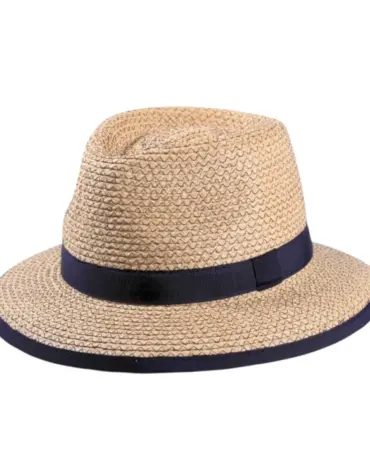 Sommerhut Fedora Raffia mit Rebsband in Fuchsia oder Navy