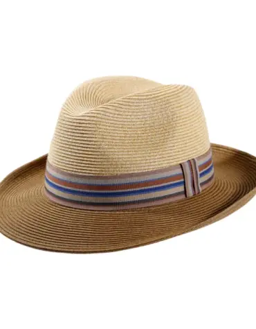 Sommerhut Fedora Bogart aus Papierstroh in camel
