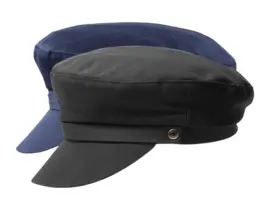 Camaret Sommermütze in Schwarz und Marine – Matrosenmütze mit Knopf