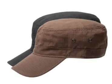 Fidel Castro Mütze aus 100 % Baumwolle in Schwarz und Kakao mit Belüftungsösen