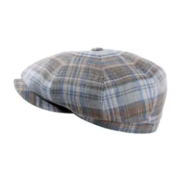 Paperboy Leinenmütze schmal mit Karomuster