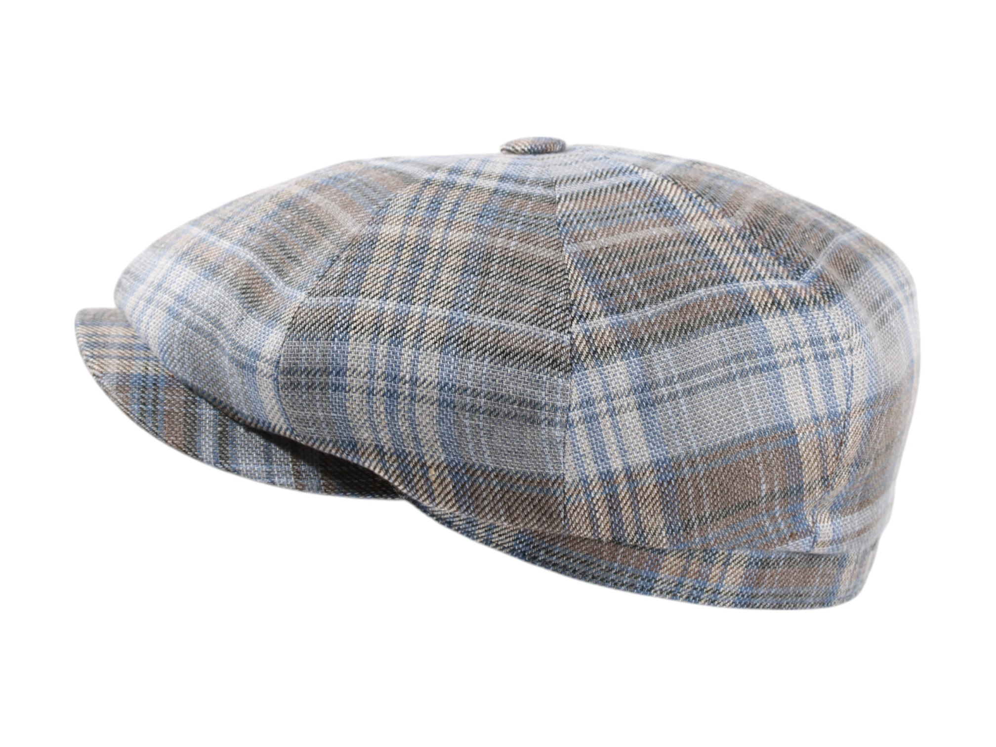 Paperboy Leinenmütze schmal mit Karomuster