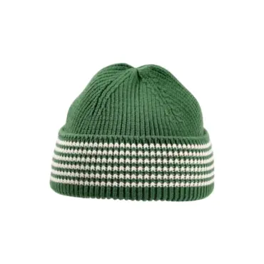 Sommer Strickmütze aus Bio-Baumwolle in Marine mit weißen Streifen