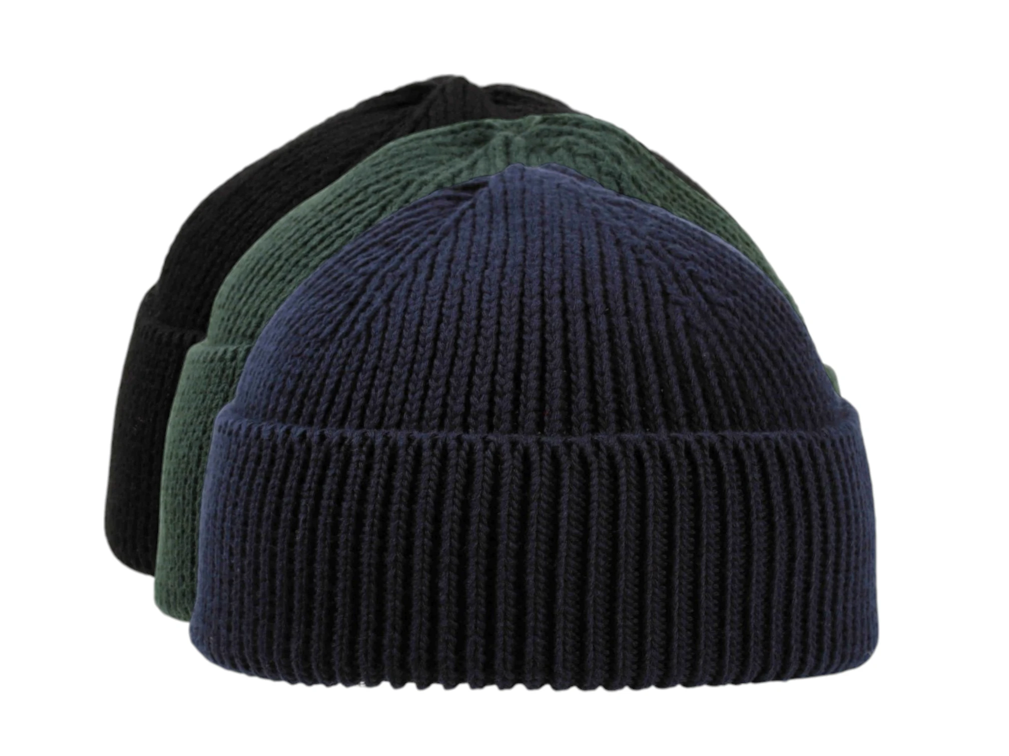 Sommer Strickmütze uni in Schwarz, Olive und Marine