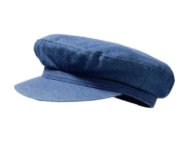 Camaret Mütze Jeans – blaue Baumwollmütze im Matrosenstil mit Schild