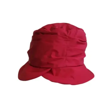 Damen Regenhut Fugger aus 100 % Polyester in Schwarz, Dunkelbraun, Rubinrot, Anthrazit mit modischer Drapierung