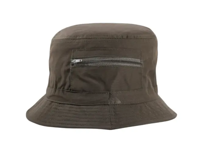 Wanderhut aus Baumwolle in Olive mit kleiner Tasche