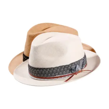 Panamahut Trilby Brisa Bohem aus Naturstroh mit Textil- und Lederband