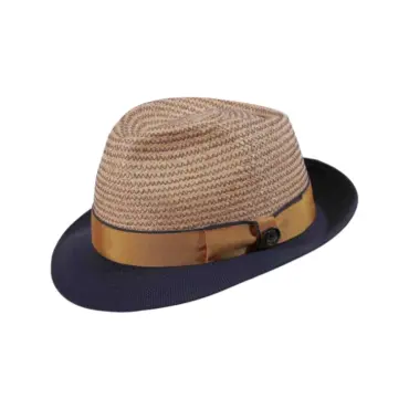 Trilby Sommerhut aus Stroh mit Bordeaux oder Goldenen Rebsband