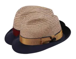 Trilby Sommerhut aus Stroh mit Bordeaux oder Goldenen Rebsband