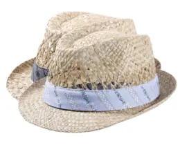 Trilby Strohhut mit Edelweissband in Natur