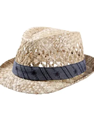 Trilby Strohhut mit Edelweissband in Natur