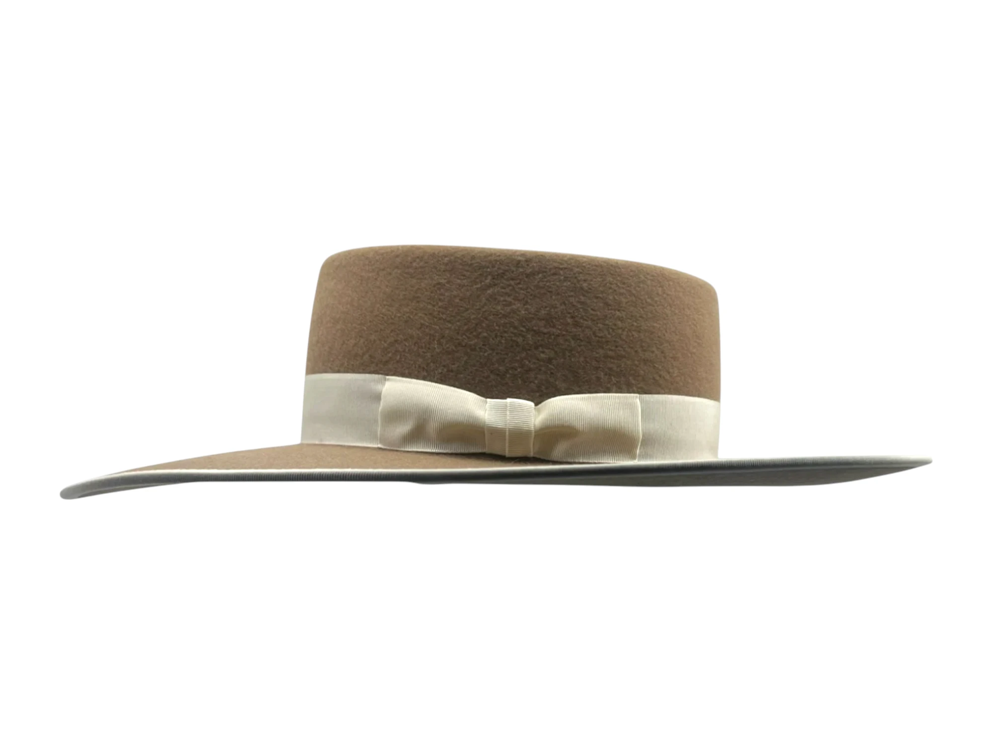 Buckaroo Westernhut aus Wollfilz in Camel mit flacher Krempe