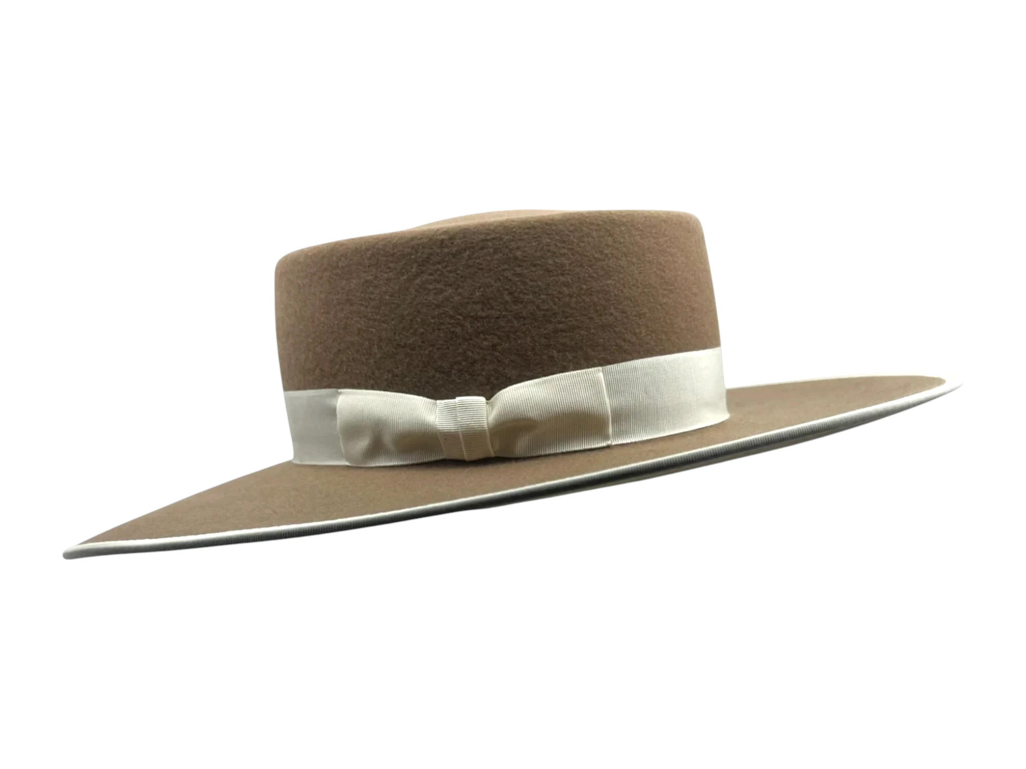 Buckaroo Westernhut aus Wollfilz in Camel mit flacher Krempe