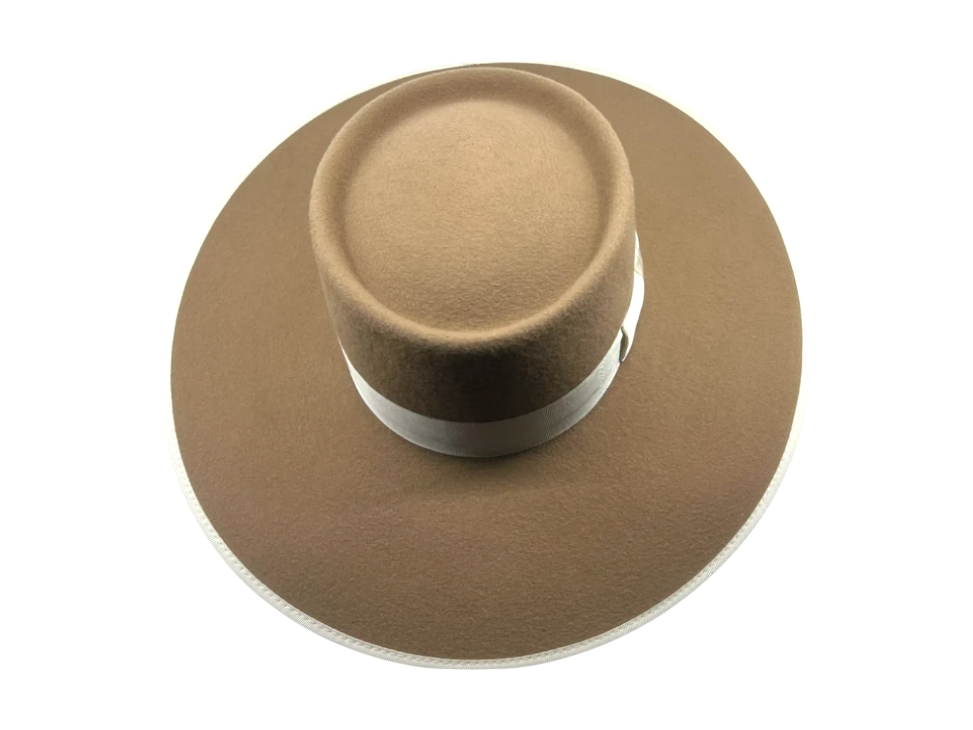 Buckaroo Westernhut aus Wollfilz in Camel mit flacher Krempe