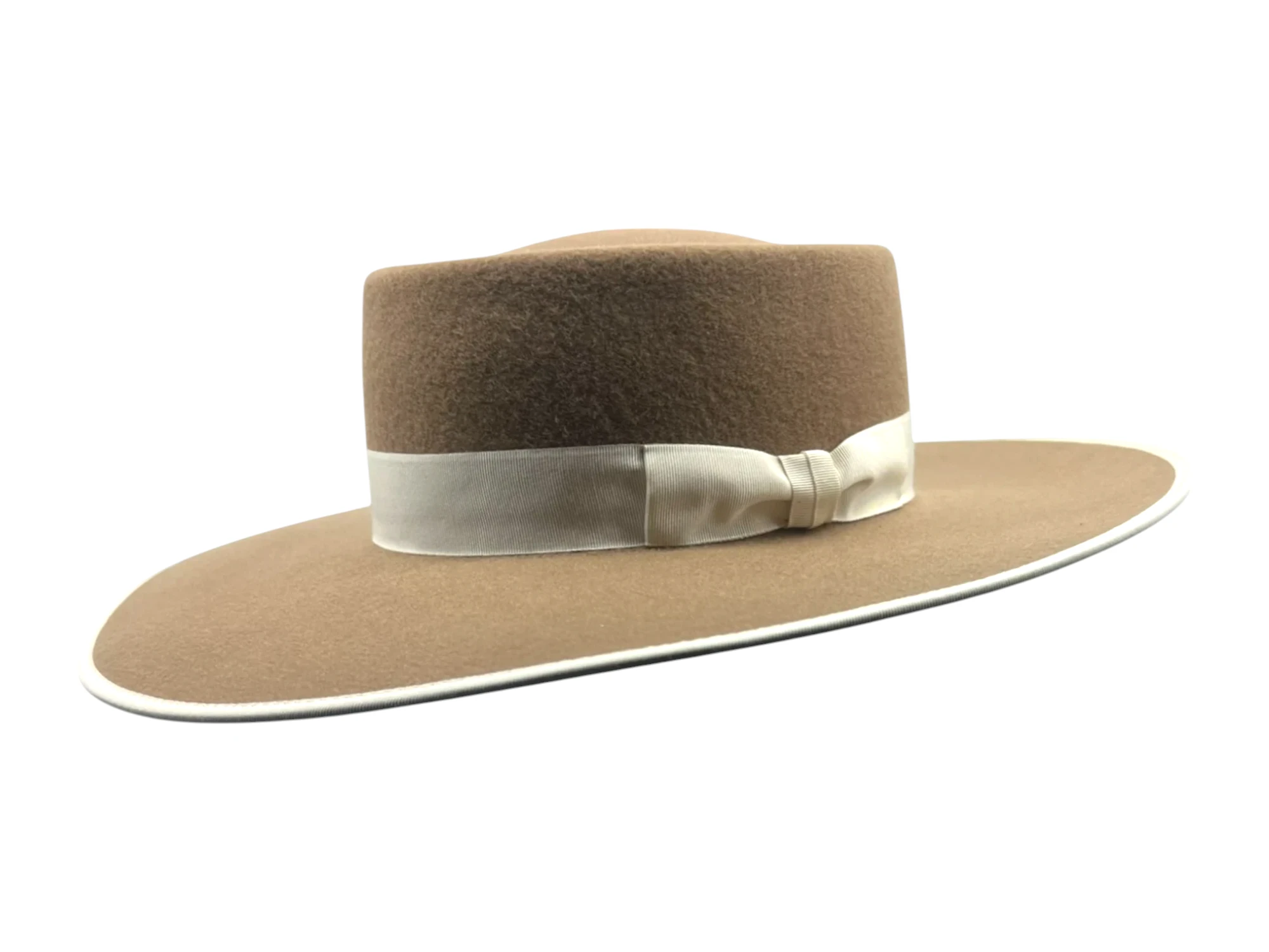 Buckaroo Westernhut aus Wollfilz in Camel mit flacher Krempe