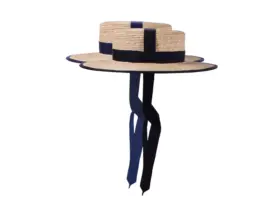 Strohhut Canotier Venezia mit schwarzem oder marineblauem Rebsband