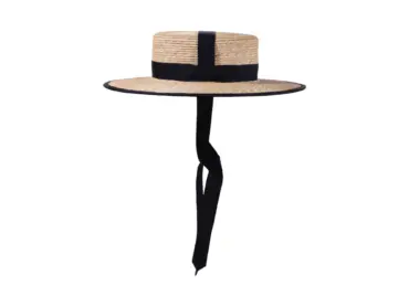 Strohhut Canotier Venezia mit schwarzem oder marineblauem Rebsband