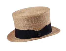 Sommer-Zylinder aus Weizenstroh mit marineblauem Hutband