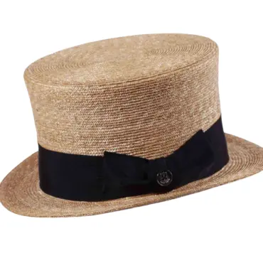 Sommer-Zylinder aus Weizenstroh mit marineblauem Hutband