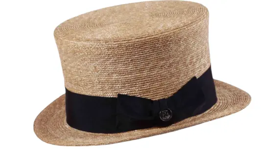 Sommer-Zylinder aus Weizenstroh mit marineblauem Hutband