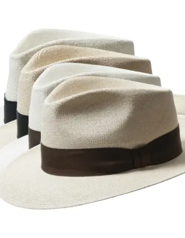 Panamahut Fedora Bogart mit Rebsband in Schwarz oder Braun