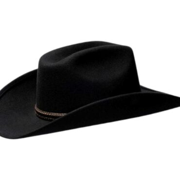 Westernhut Montana in Schwarz mit Bridée-Krempe und Lederhutband