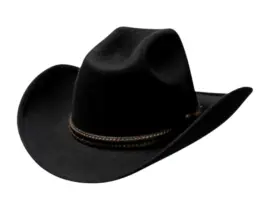 Westernhut Montana in Schwarz mit Bridée-Krempe und Lederhutband