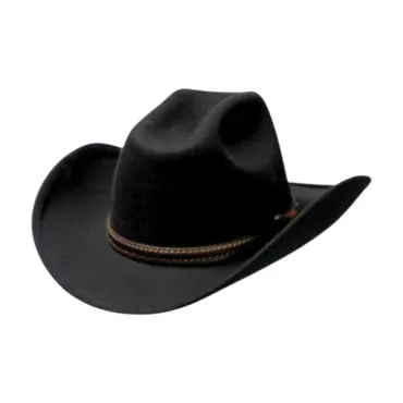 Westernhut Montana in Schwarz mit Bridée-Krempe und Lederhutband