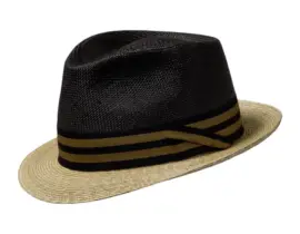 Luxus Stroh Panama Trilby Freiamt Fi-Göler Schwarz/Natur