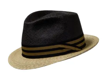 Luxus Stroh Panama Trilby Freiamt Fi-Göler Schwarz/Natur