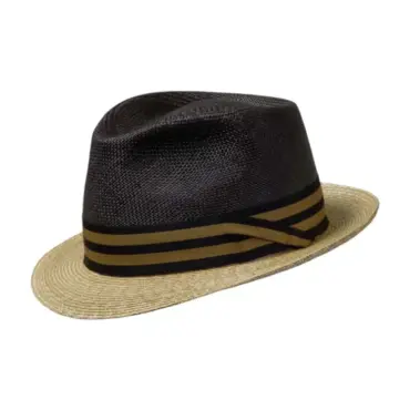 Luxus Stroh Panama Trilby Freiamt Fi-Göler Schwarz/Natur