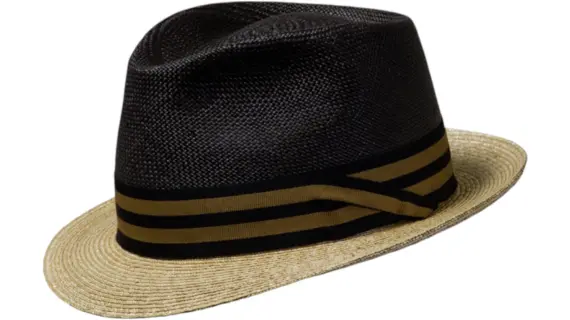 Luxus Stroh Panama Trilby Freiamt Fi-Göler Schwarz/Natur