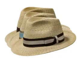 Klassischer Strohhut im Bogart-Stil mit verschiedenen Hutband-Designs