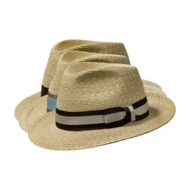 Klassischer Strohhut im Bogart-Stil mit verschiedenen Hutband-Designs