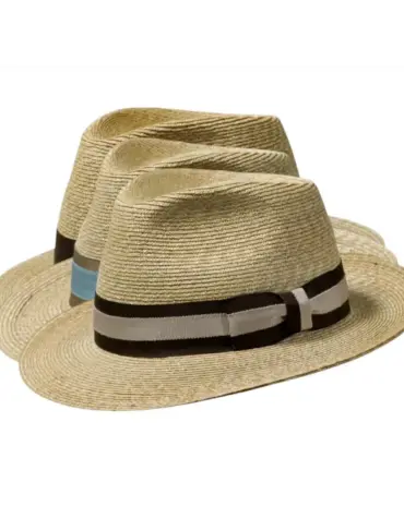 Klassischer Strohhut im Bogart-Stil mit verschiedenen Hutband-Designs