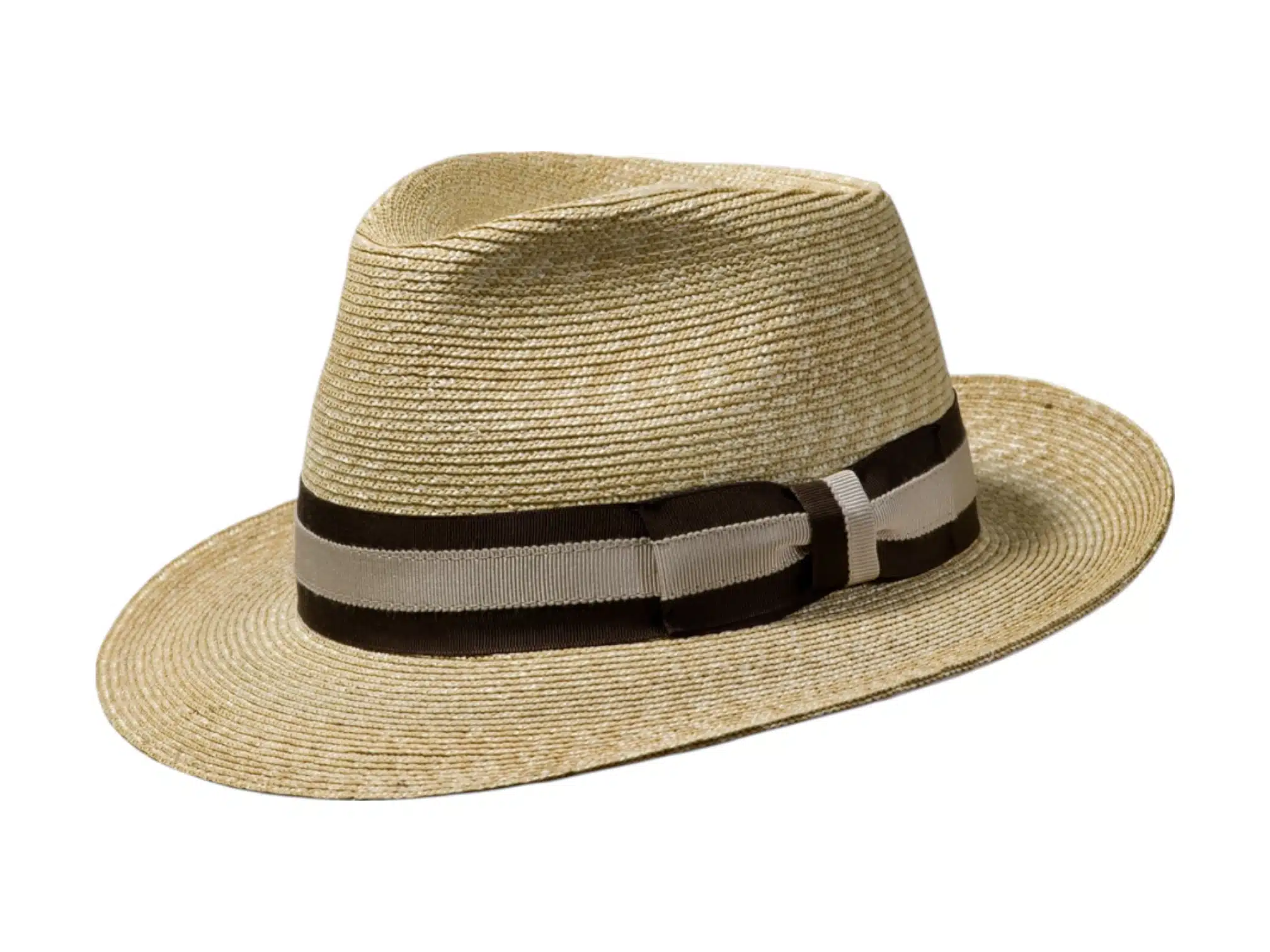 Klassischer Strohhut im Bogart-Stil mit verschiedenen Hutband-Designs