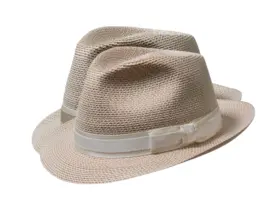 Eleganter Trilby Sommerhut aus Paglina/Bast mit zweifarbiger Garnitur